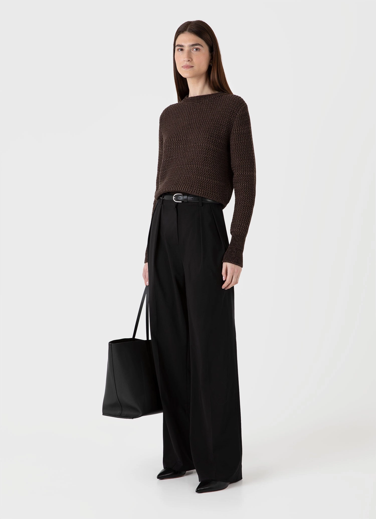 Seasonal Comfort Women's Cotton Stitch Jumper in Coffee Twist