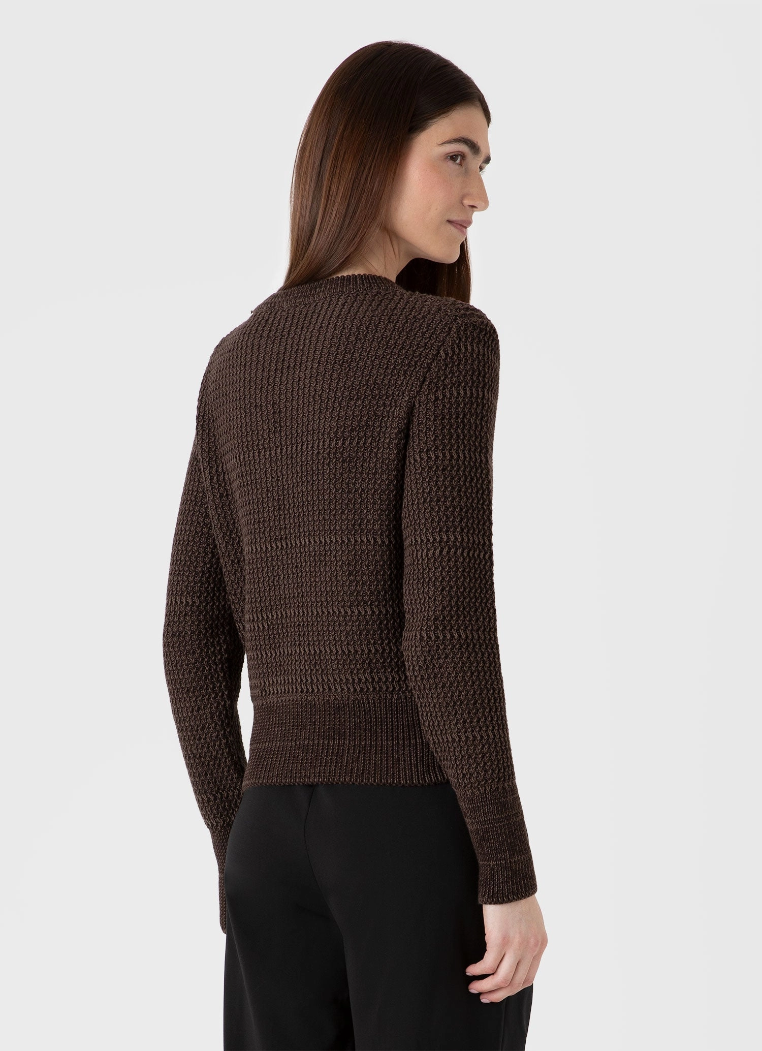Women's Cotton Stitch Jumper in Coffee Twist Inner Layer Sweat Wicking Lining