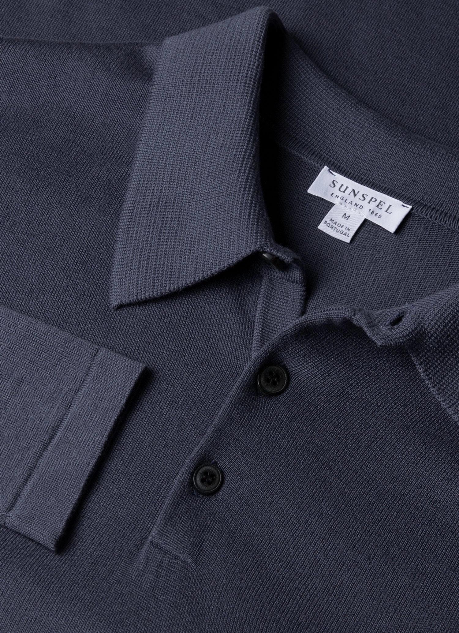 Men's Long Sleeve Sea Island Cotton Knit Polo Shirt in Slate Blue Easy Comfort Fashionable Fit