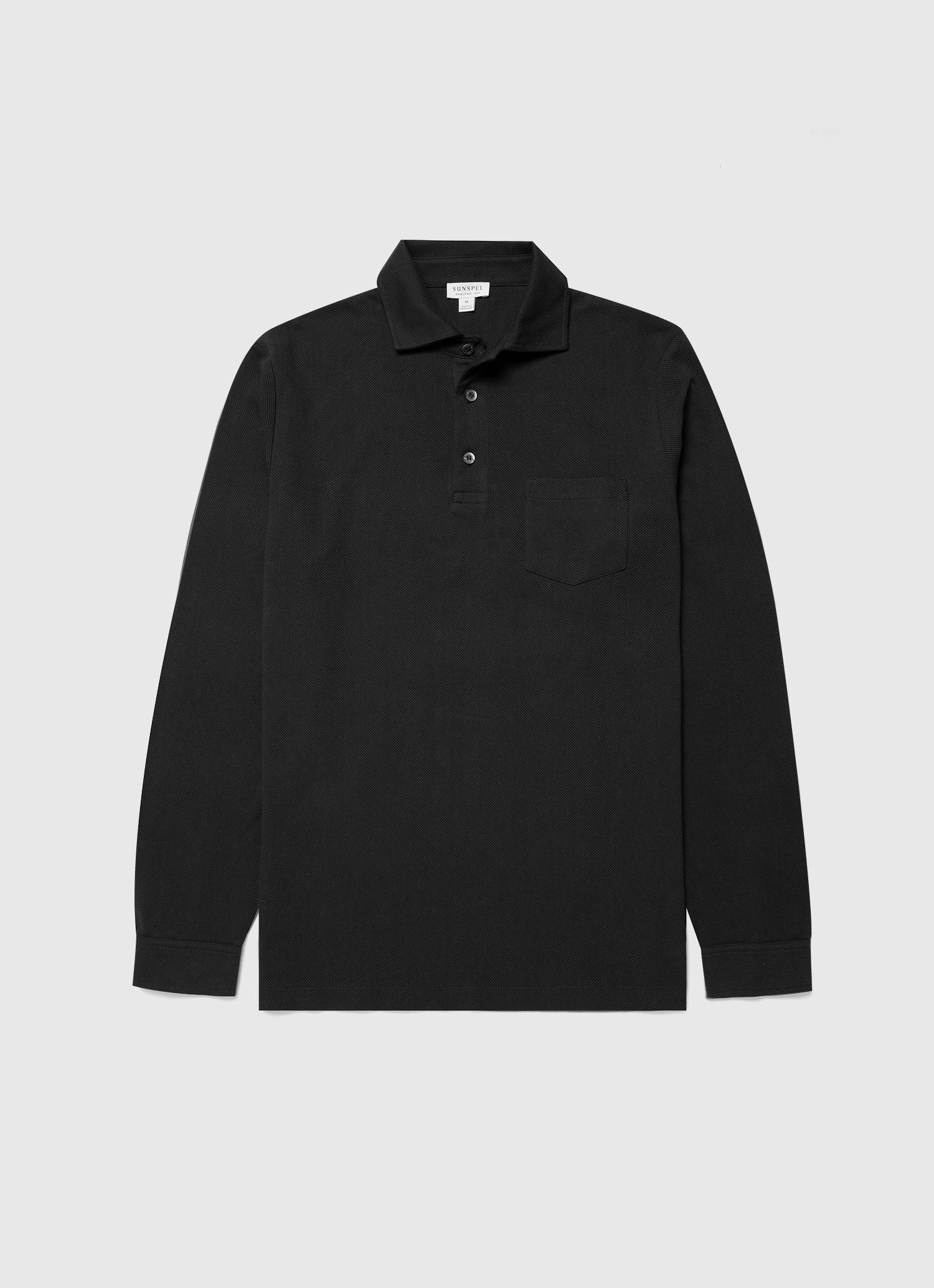 Men's WM Brown Long Sleeve Polo Shirt in Black Golf Ready