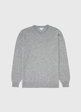 SeamlessTransition Men's Cashmere Crew Neck Jumper in Grey Melange Men's Cashmere Crew Neck Jumper in Grey Melange NonRestrictive Cuff Design