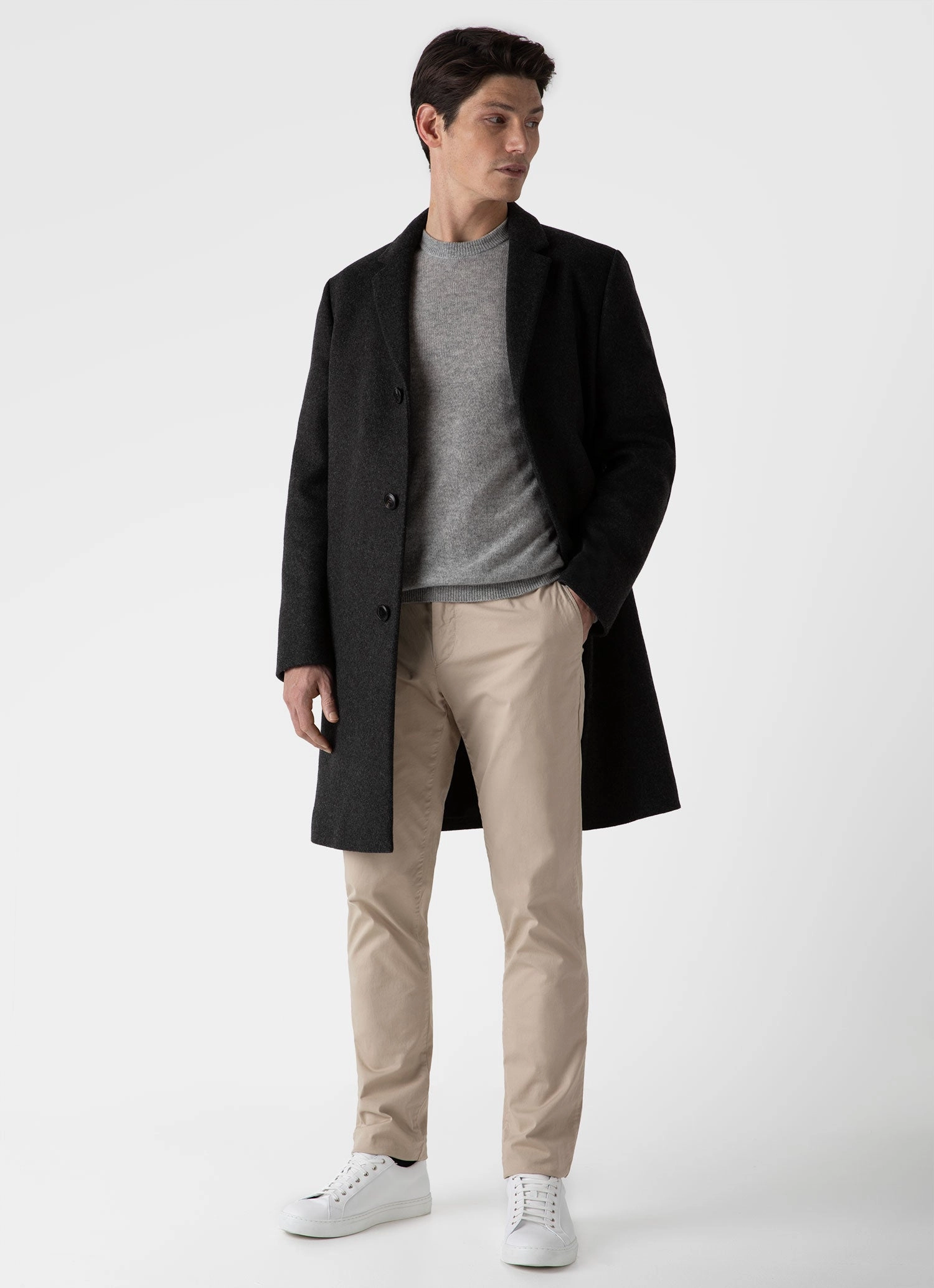 Touch Of Soft Men's Cashmere Crew Neck Jumper in Grey Melange