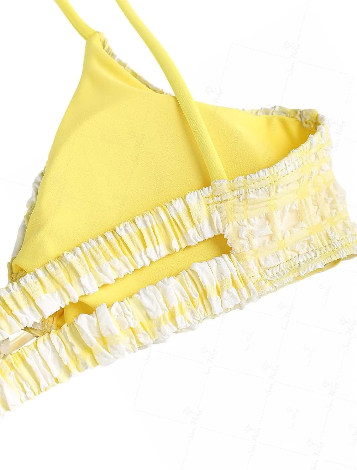 seamoly Tie Side Floral Smocked Shirred Triangle Bikini Set