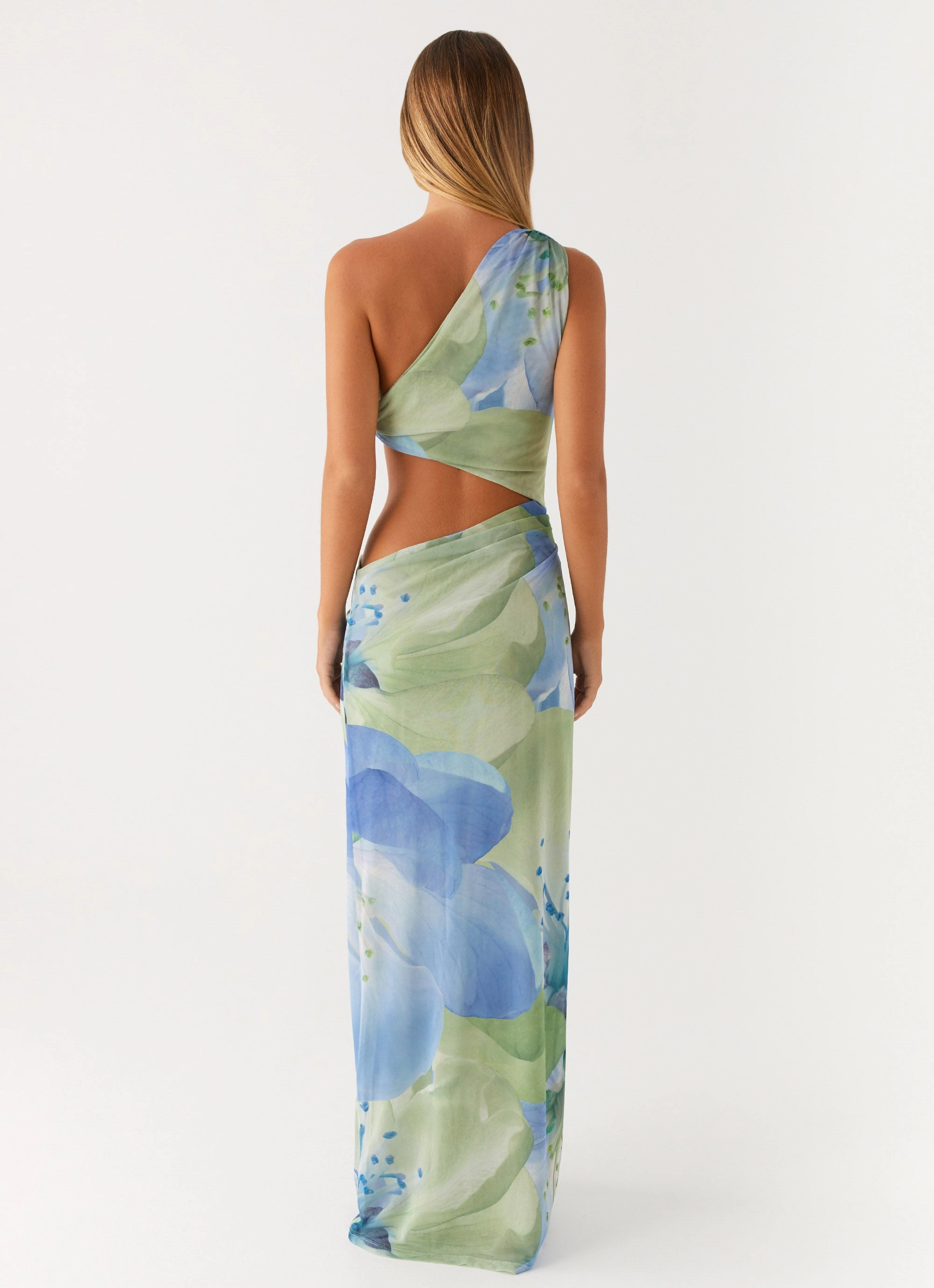 Wilder Maxi Dress - Flower Print Casual Lines Ruffle Hem