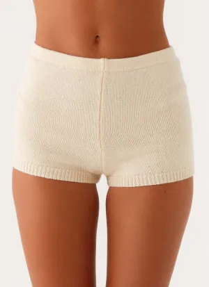 Second Skin Ownley Sequin Knit Shorts - Ivory Shape Retention Ownley Sequin Knit Shorts - Ivory