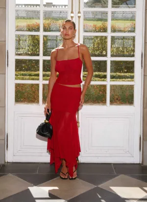 StainResistantFinish Eco Friendly Material Dionne Maxi Skirt - Red