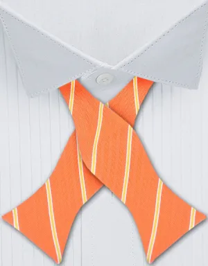 Self Tie Striped Orange Bow Tie
