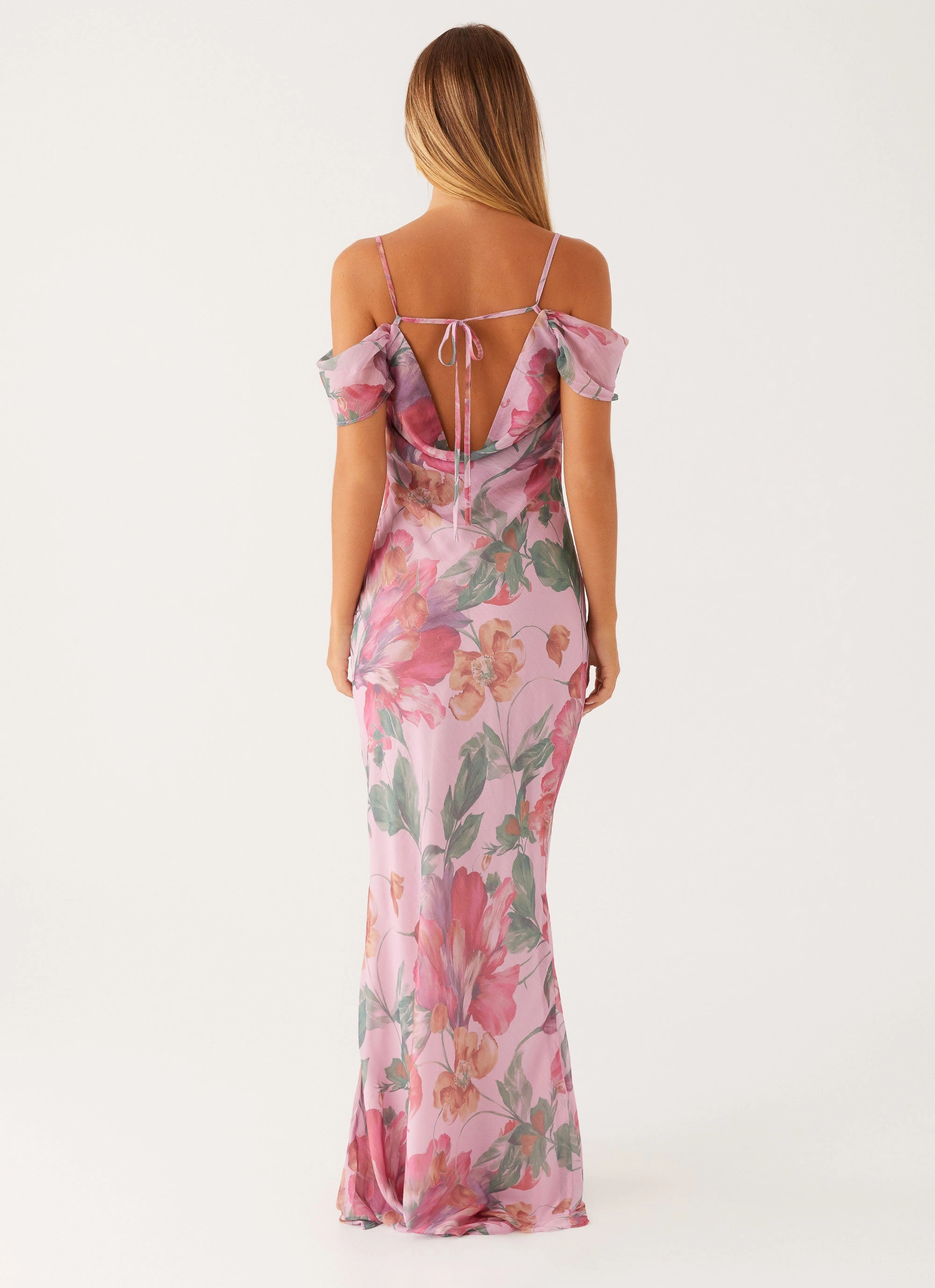 Urban Minimalism Curvy Glam Seline Maxi Dress - Pink Floral