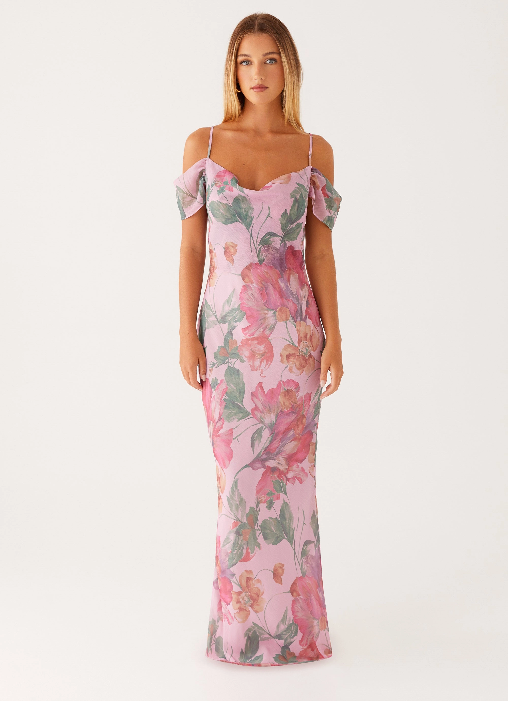 Wide Swing Seasonal Must-Have Seline Maxi Dress - Pink Floral