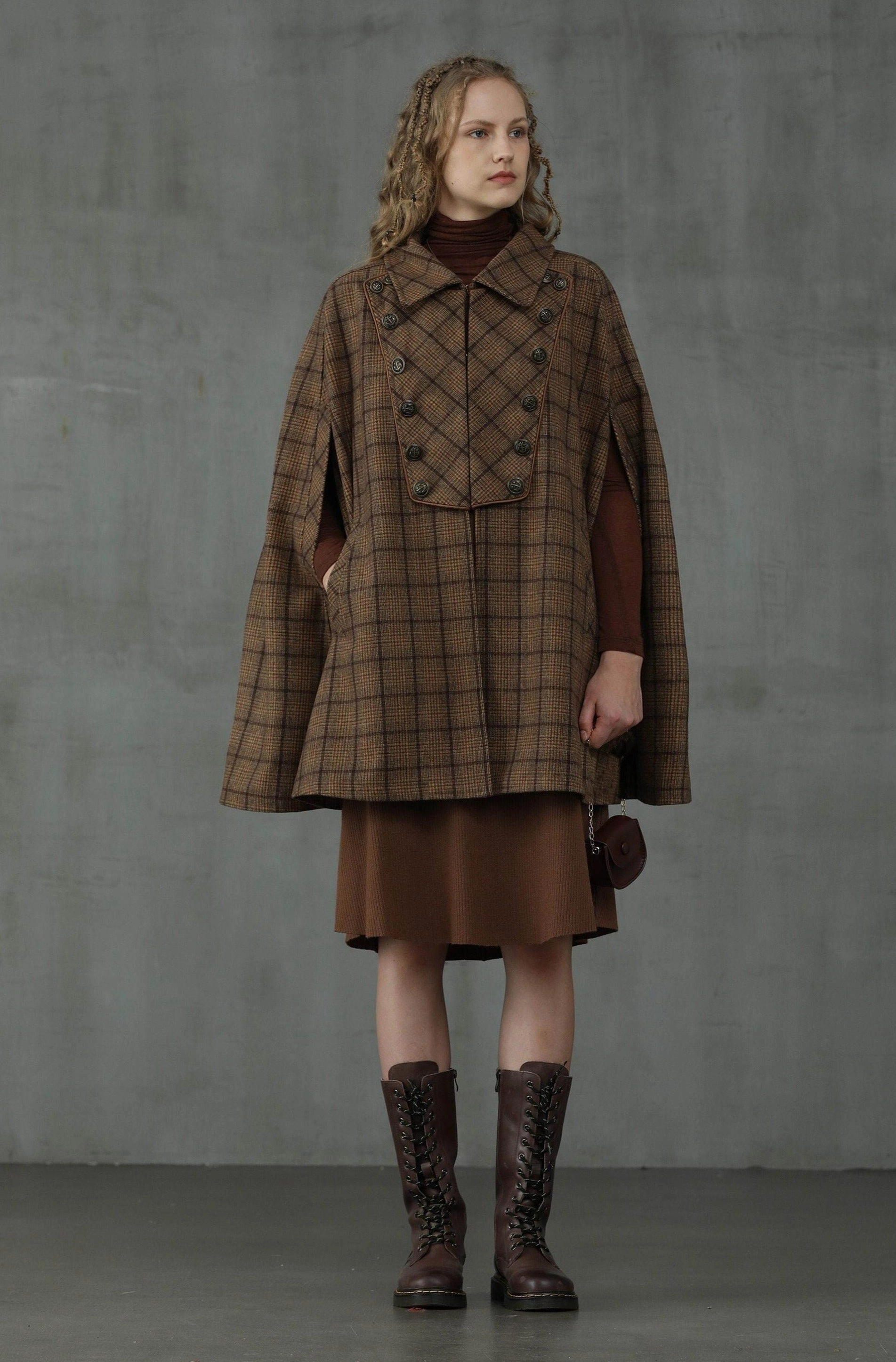 Sensibility 13 | tartan wool cape coat Fresh Look Premium Quality