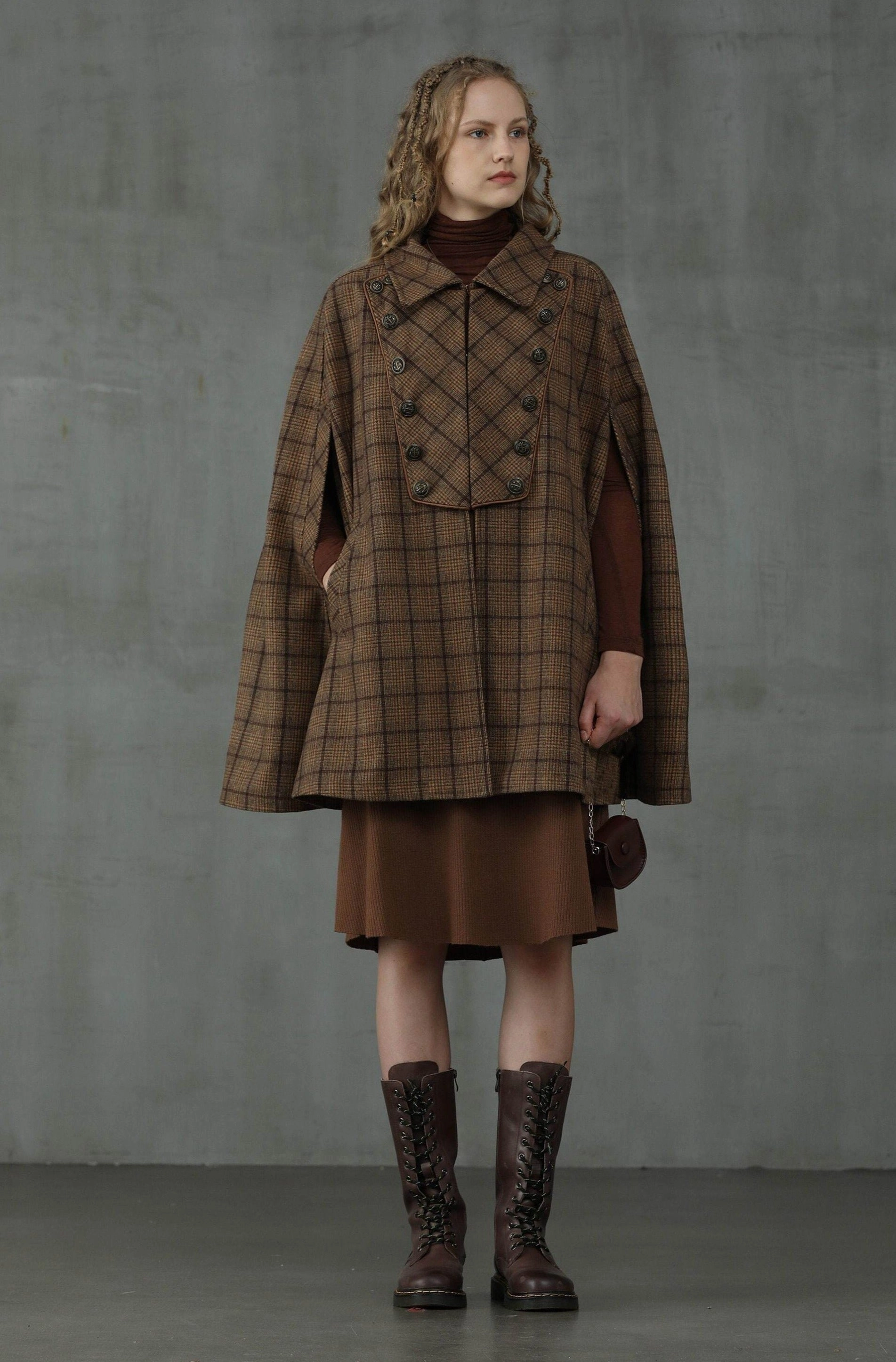 Sensibility 13 | tartan wool cape coat Knit Cool Urban Drape