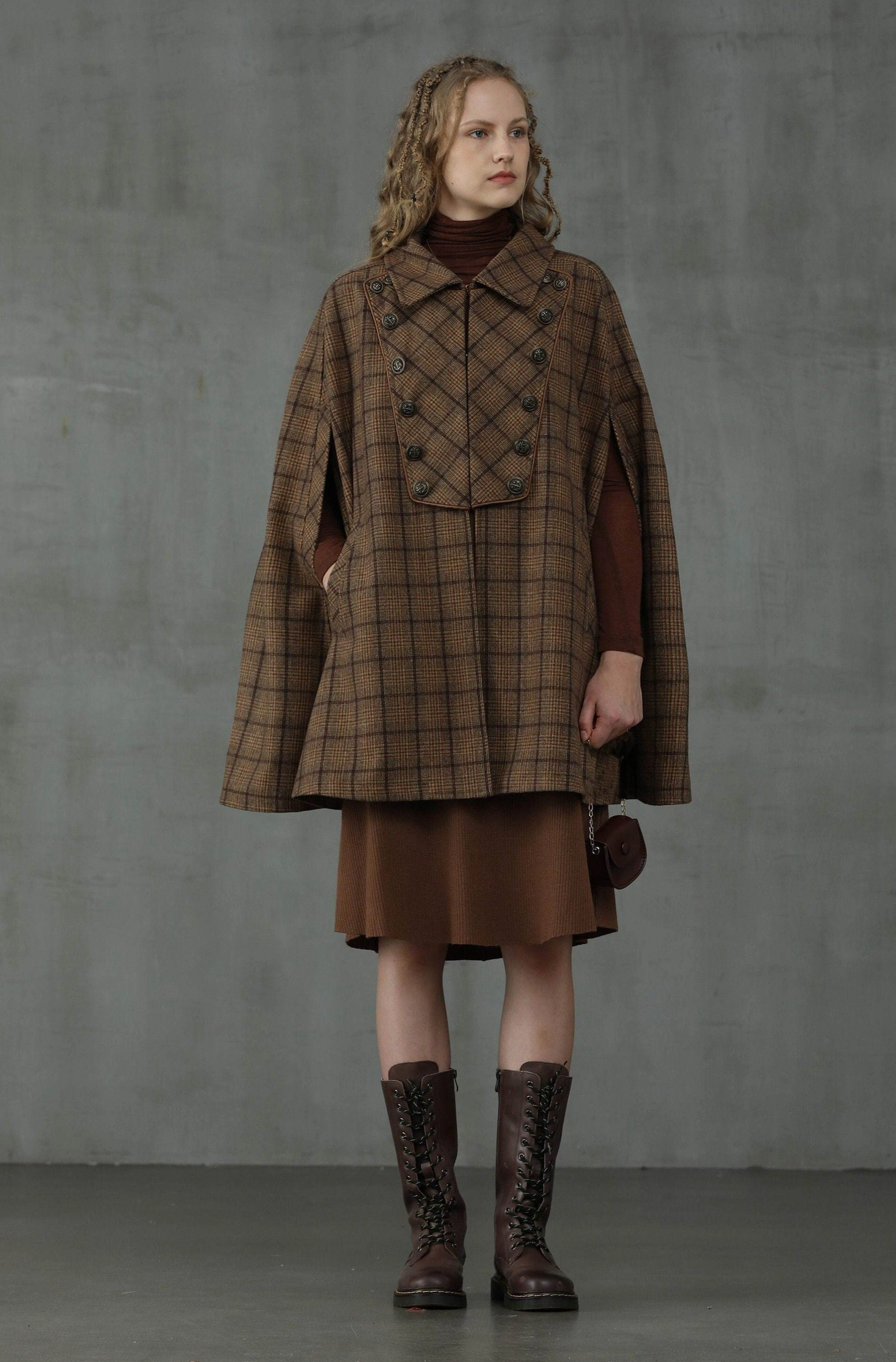 Sensibility 13 | tartan wool cape coat Art-Gallery Stylish Wear