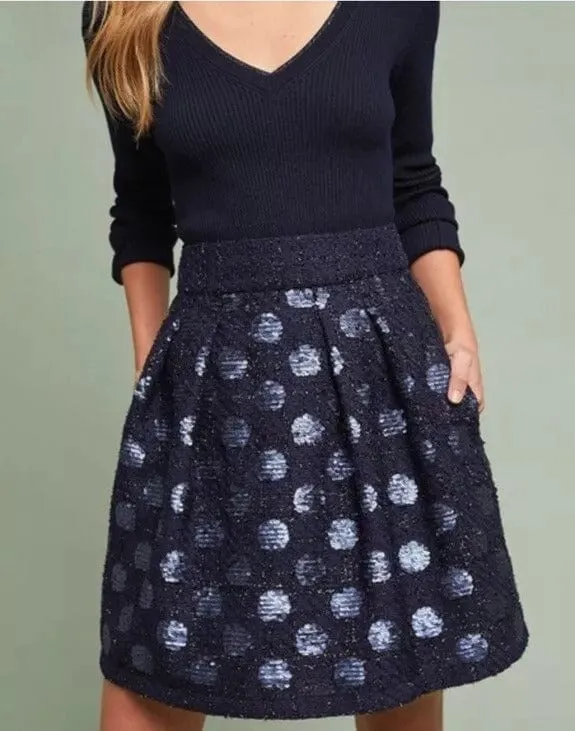 Elegant Feel Sequin Navy Dot Mini Skirt
