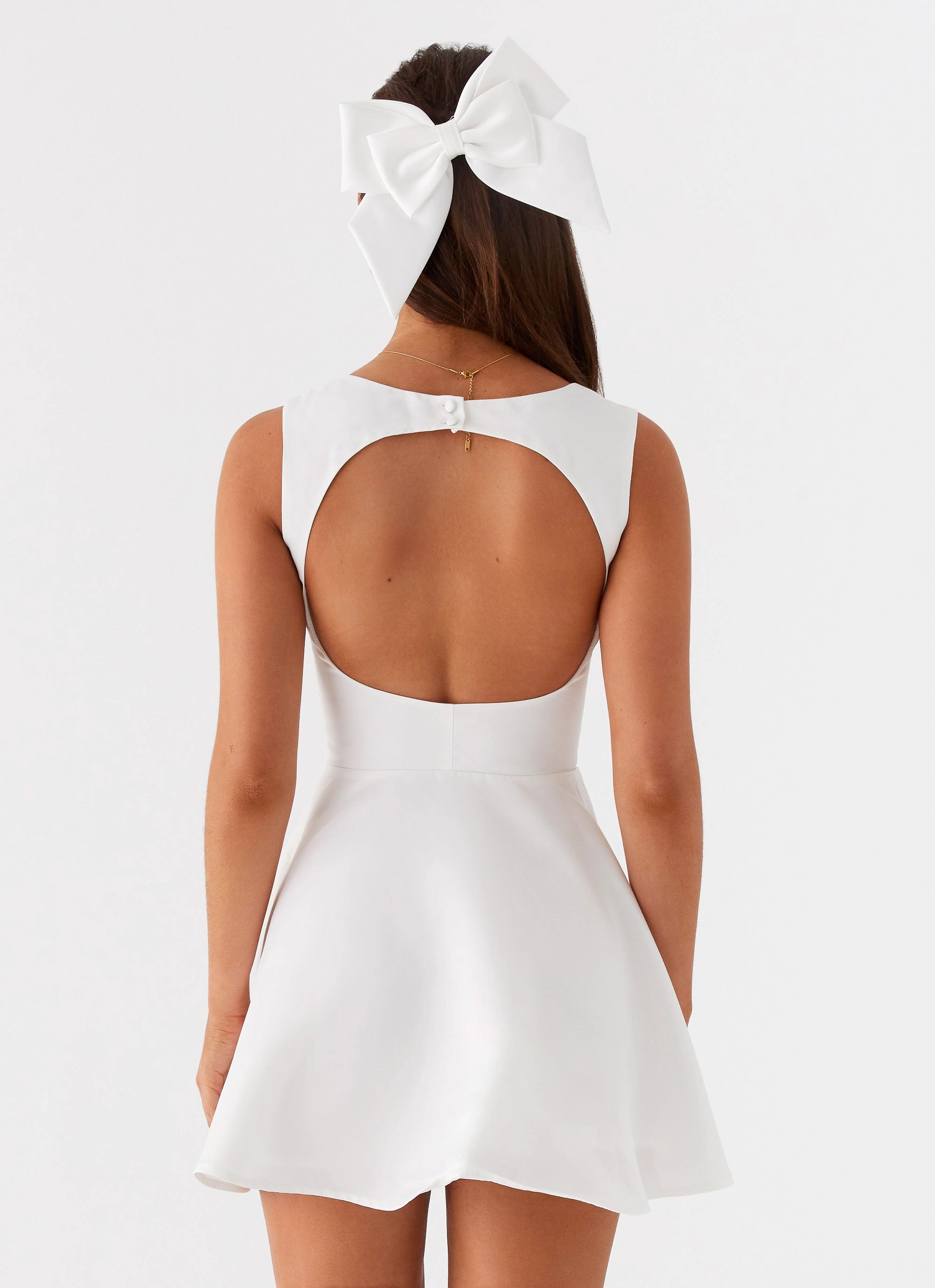 Candice Mini Dress - White Pleated-Skirt