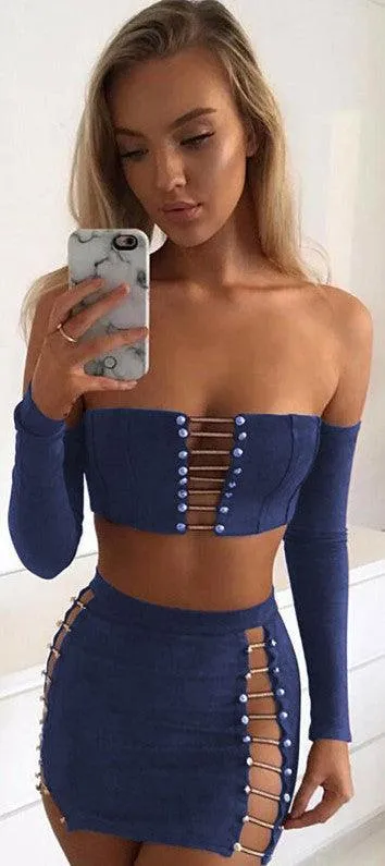 SERENA SUEDE LACE-UP SKIRT SET
