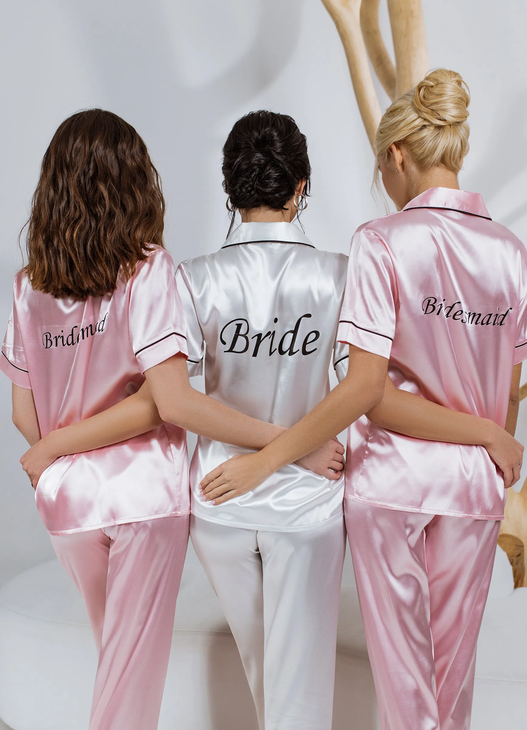 Set of 14 Bachelorette Custom Satin Pajamas for Bridesmaids Bridal Shower - Sh   Long