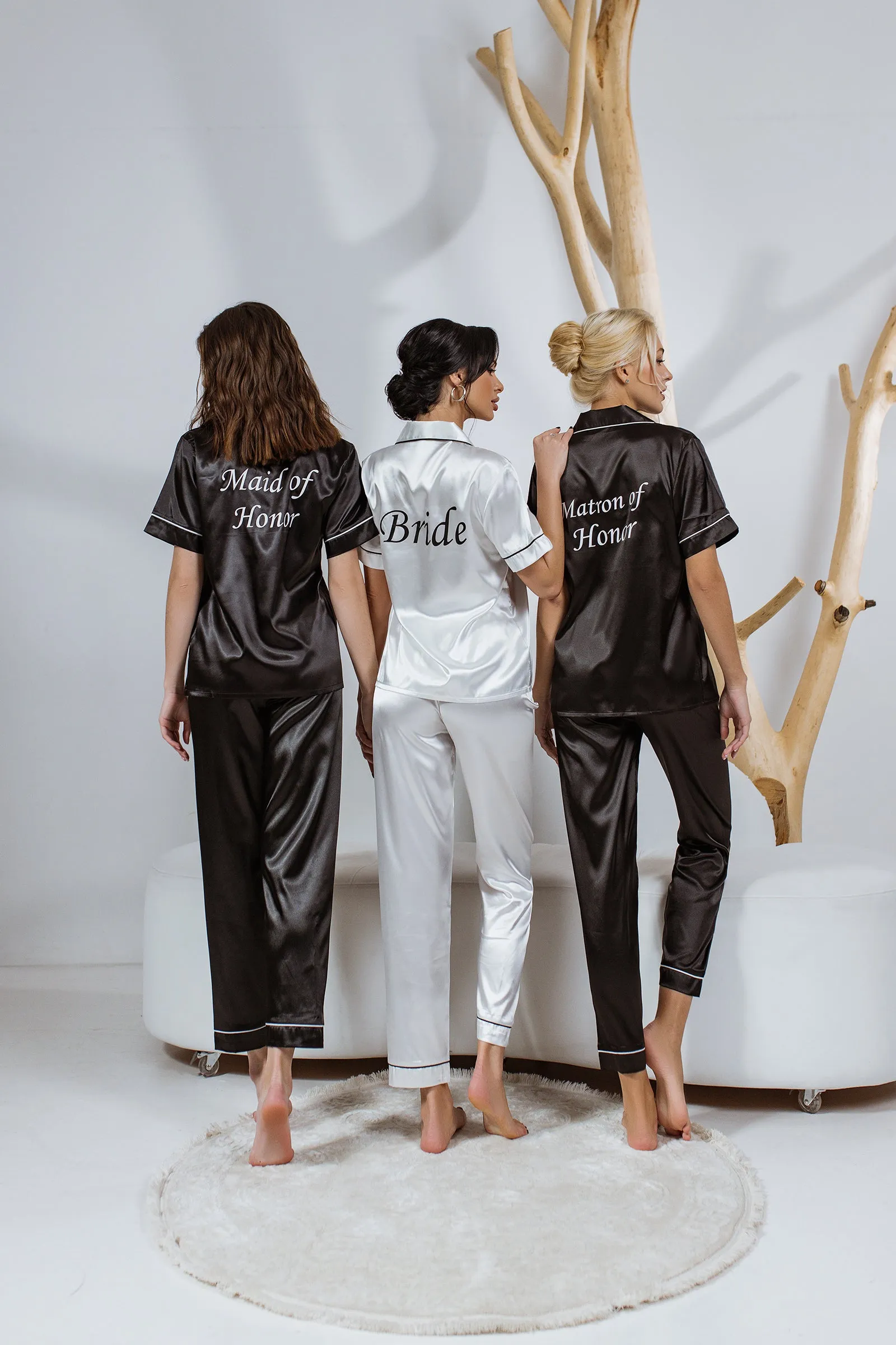 Set of 14 Bachelorette Custom Satin Pajamas for Bridesmaids Bridal Shower - Sh   Long