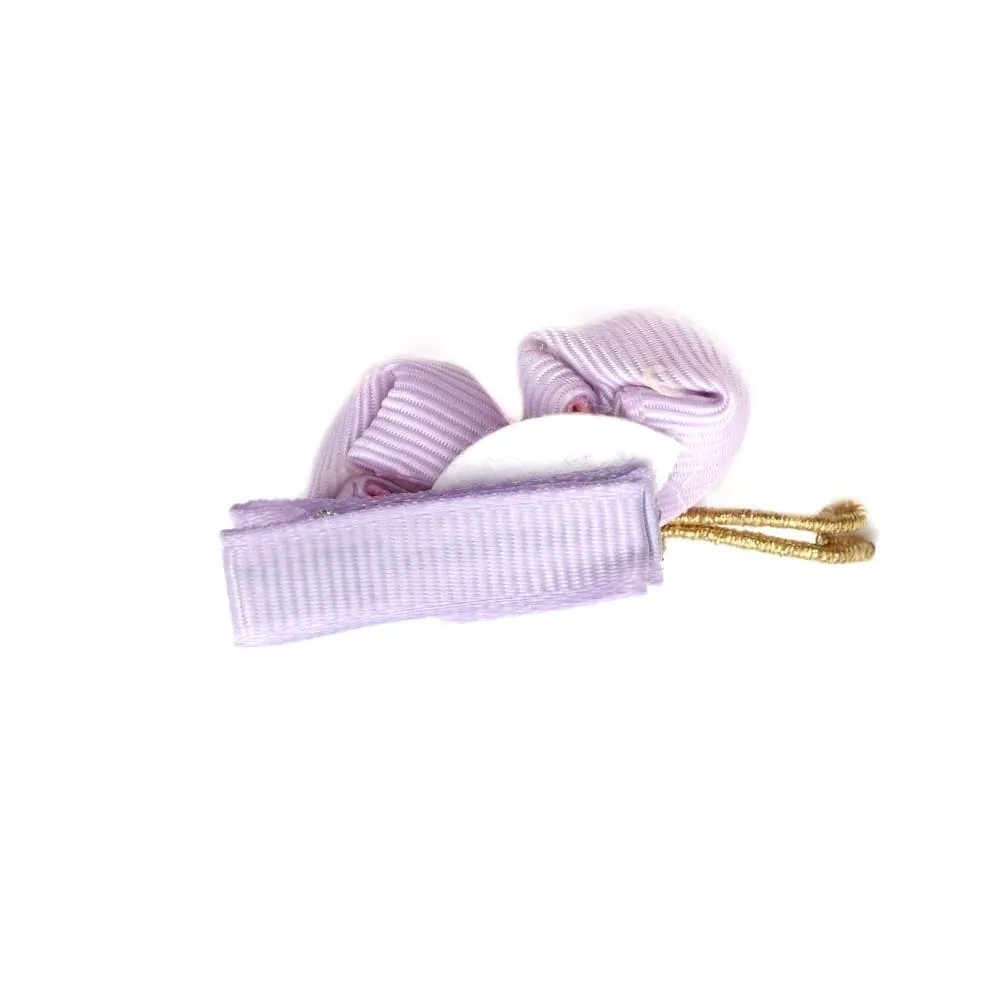 Set of 5 Purple & Pink Flower Embellished Bow Hair Clips for Girls