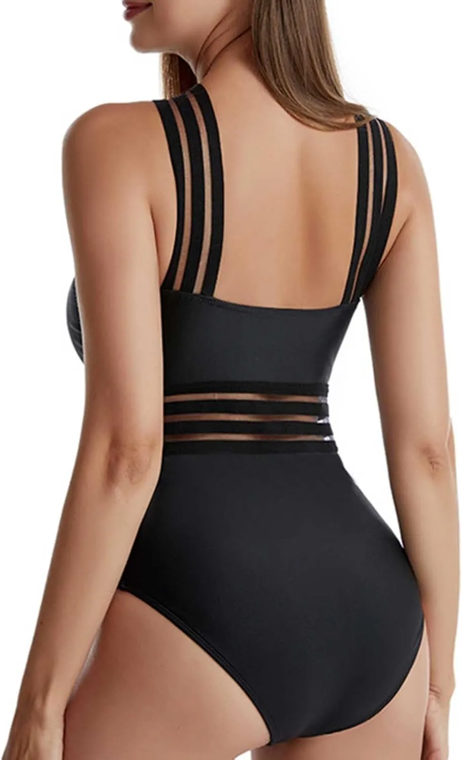 Sexy Criss Cross Hollow Bathing Suit for Women One Piece Tummy Control Swimwear Strapless Backless Slimming Swimwear