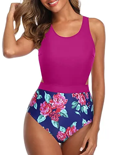 Sexy Monokini For Women Tummy Control Cutout Monokini-Pink Floral