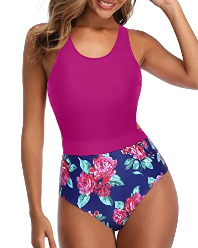 Sexy Monokini For Women Tummy Control Cutout Monokini-Pink Floral