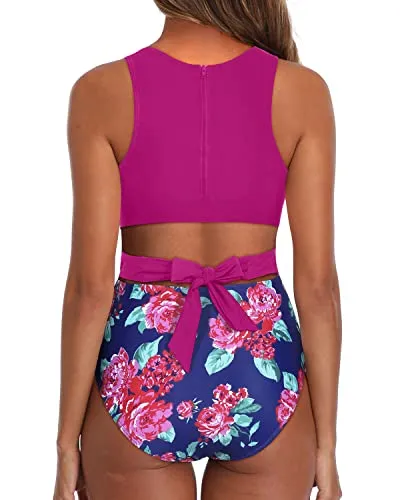 Sexy Monokini For Women Tummy Control Cutout Monokini-Pink Floral