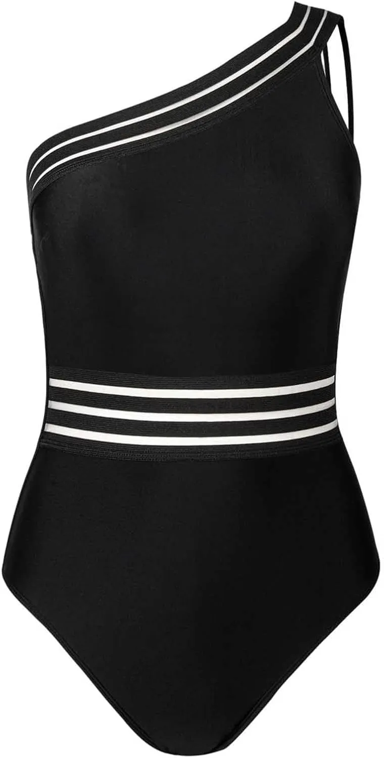 Sexy Off Shoulder Swimwear for Women Tummy Control Backless Swimsuits One Piece Slimming Tankini Bathing Suit