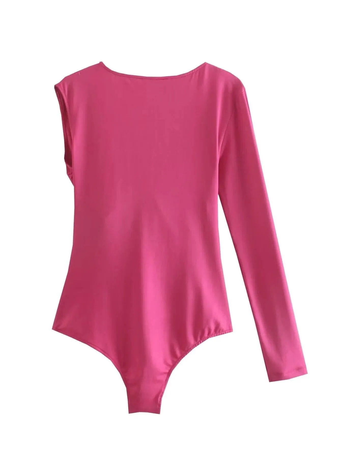 Sexy One-Shoulder Rosered Pleated Bodysuits