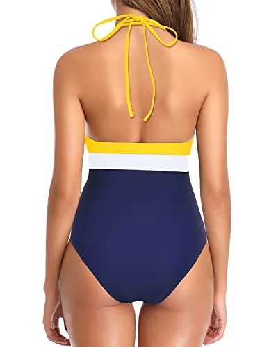 Sexy Plunge V Neck Swimsuit Women's One Piece Tummy Control Swimwear