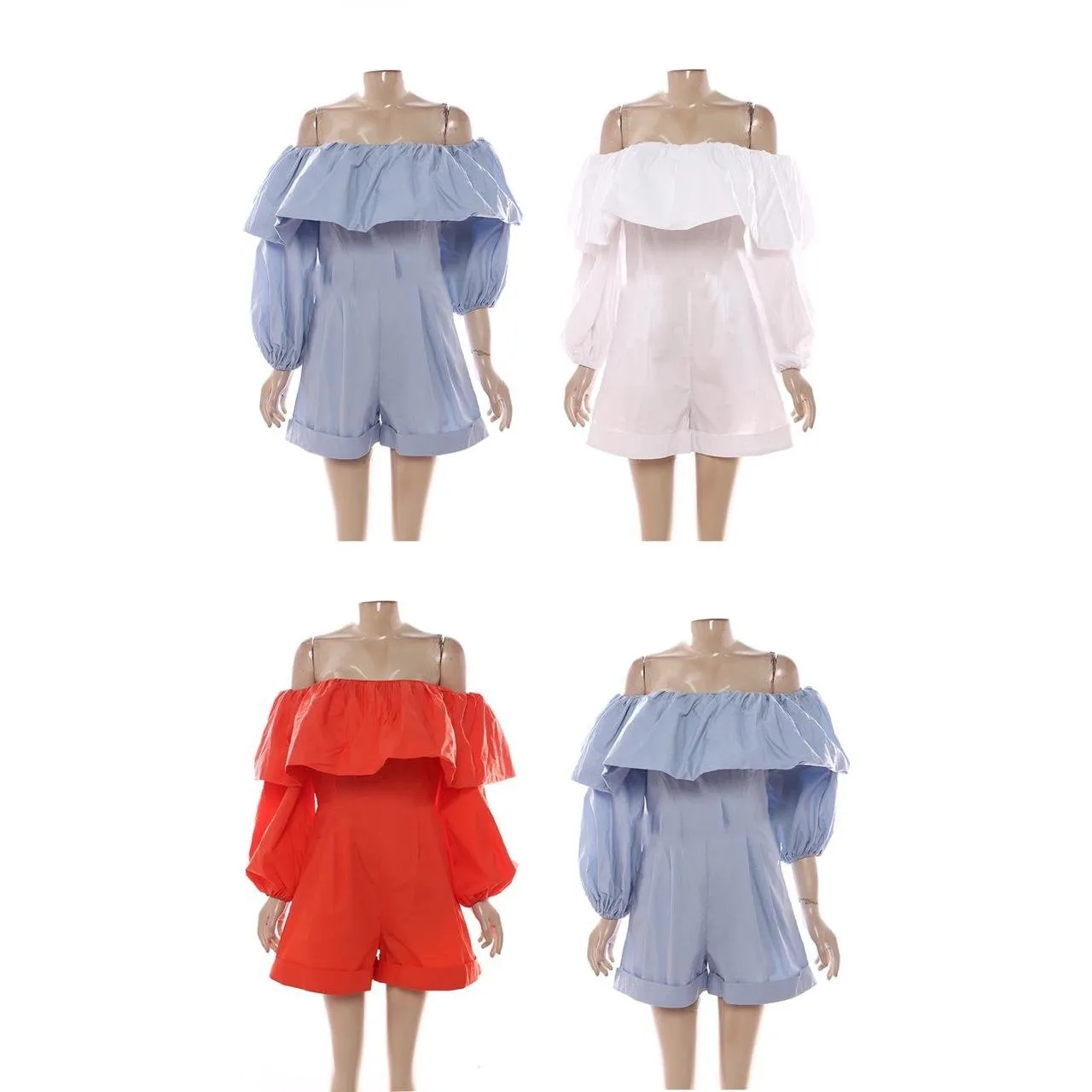 Sexy Ruffles Slash Neck Jumpsuit