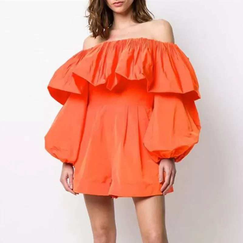 Sexy Ruffles Slash Neck Jumpsuit