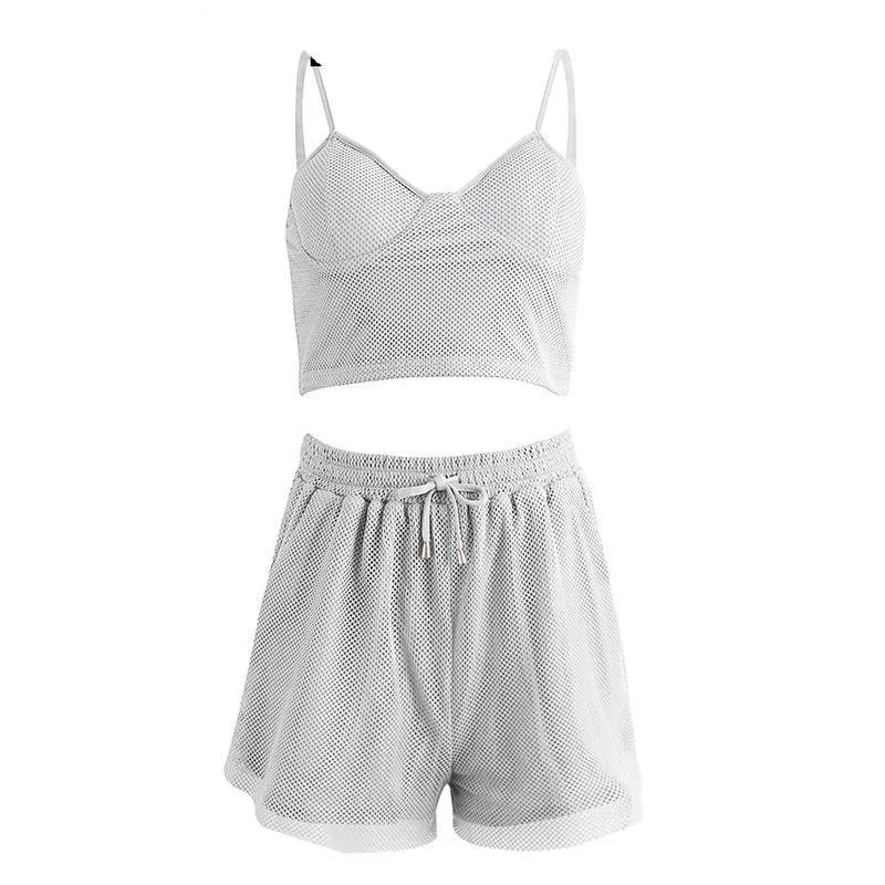 Sexy Two Piece Suit Jumpsuit Romper Summer Deep V Neck Beach Playsuit