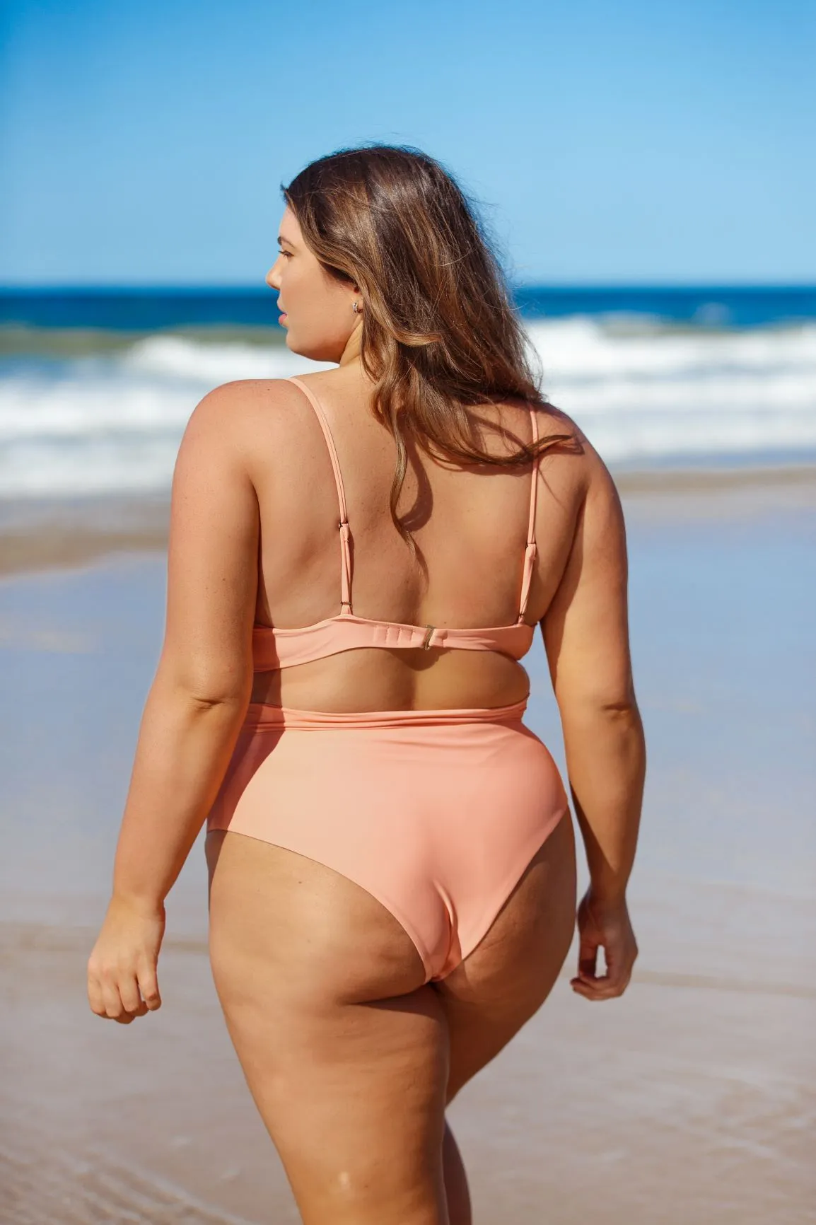 SEYCHELLES HIGH WAISTED BIKINI BOTTOMS IN PEACH PINK