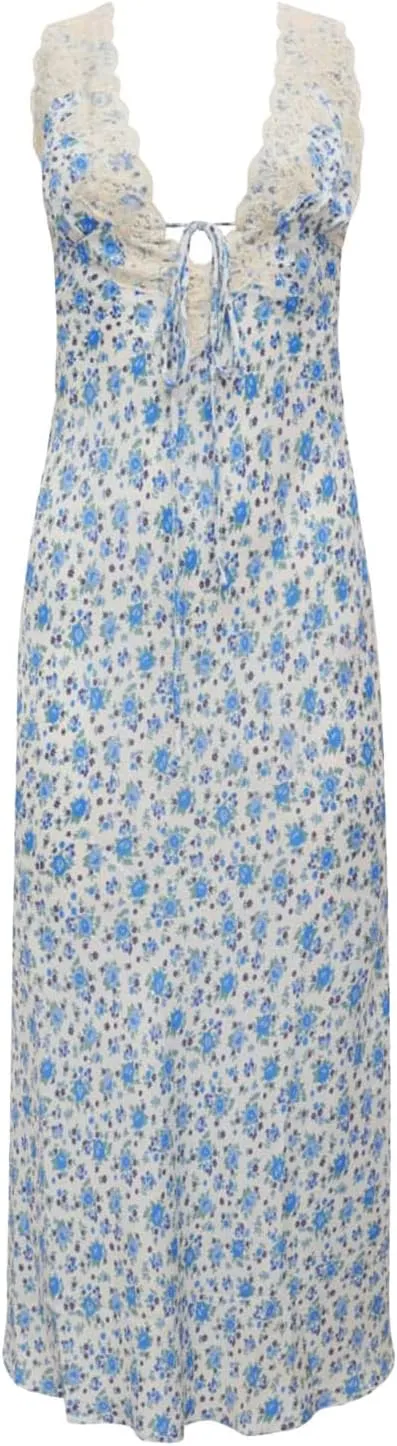 Seyurigaoka Women Y2K Floral Print Spaghetti Strap Maxi Dress Low Cut Bodycon Cami Long Dress V Neck Backless Vacation Dress