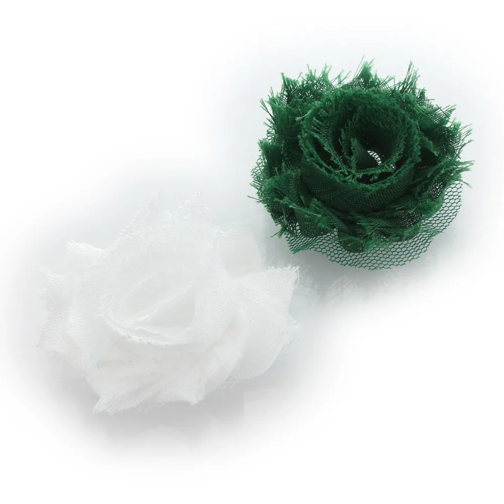 Shabby Rose Baby Hair Flower Clip Pair
