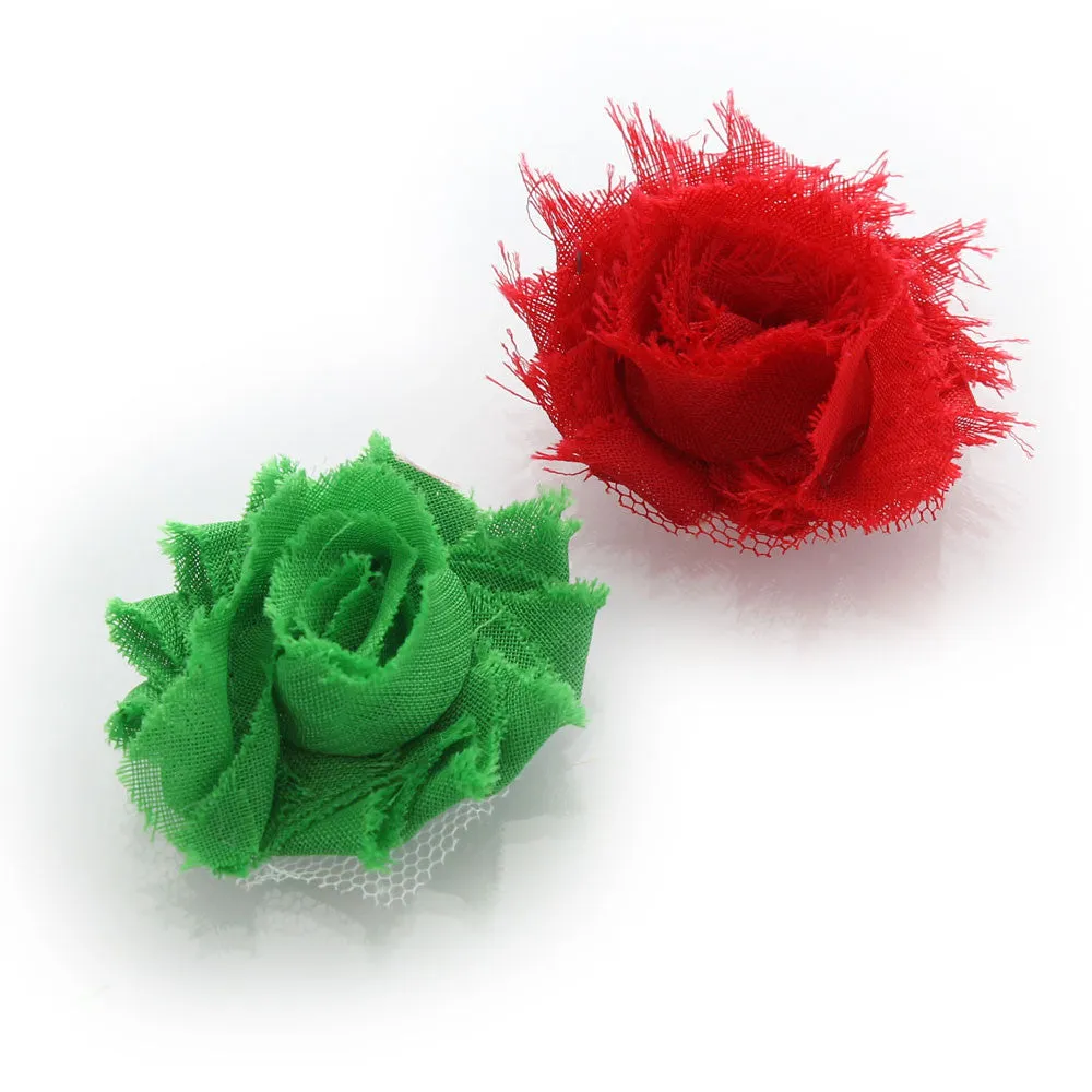 Shabby Rose Baby Hair Flower Clip Pair