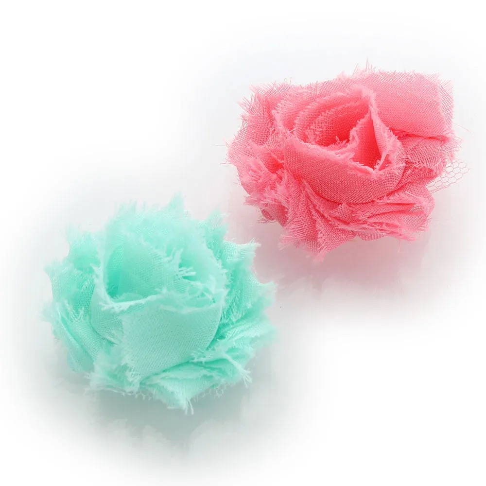 Shabby Rose Baby Hair Flower Clip Pair