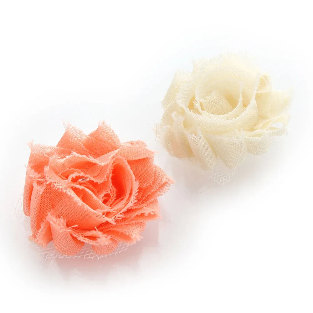 Shabby Rose Baby Hair Flower Clip Pair