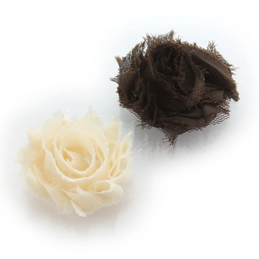 Shabby Rose Baby Hair Flower Clip Pair