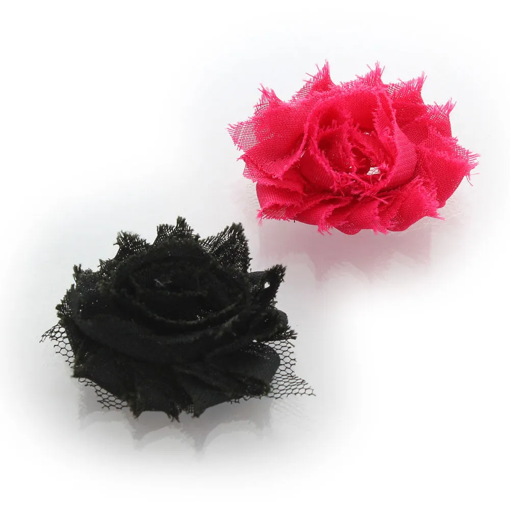 Shabby Rose Baby Hair Flower Clip Pair