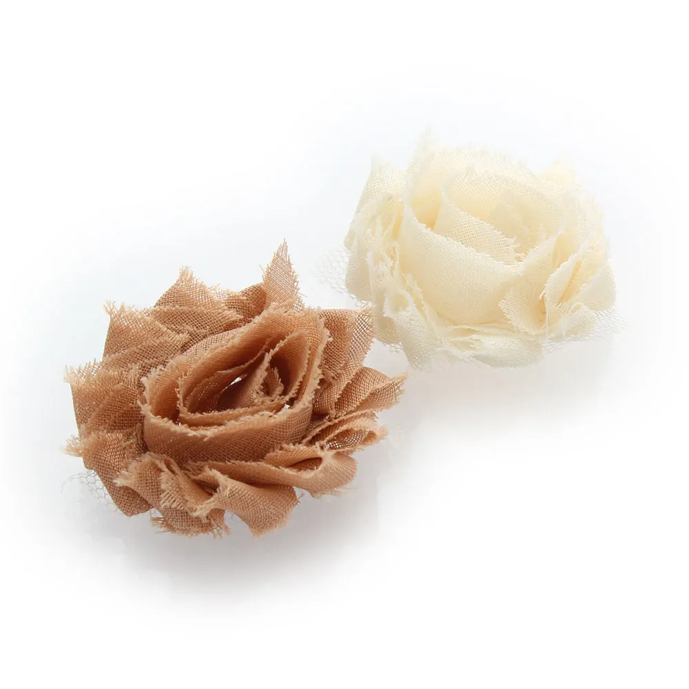Shabby Rose Baby Hair Flower Clip Pair