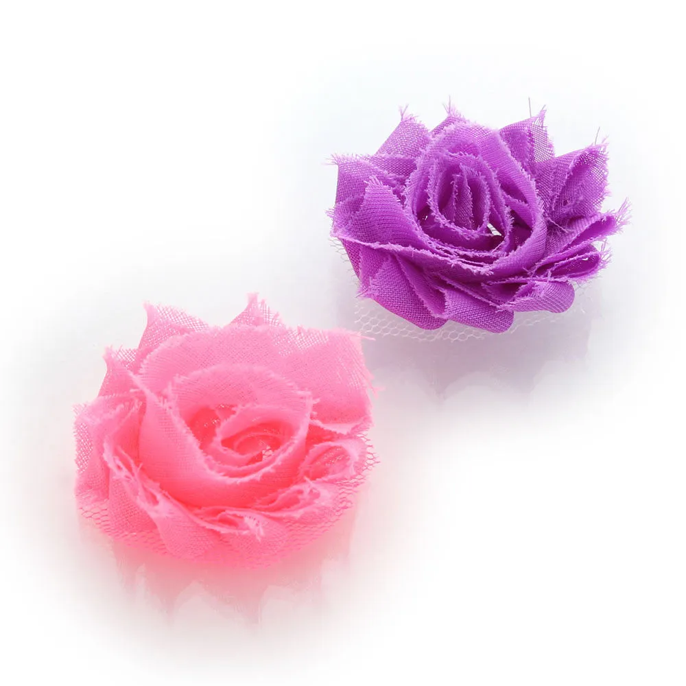 Shabby Rose Baby Hair Flower Clip Pair