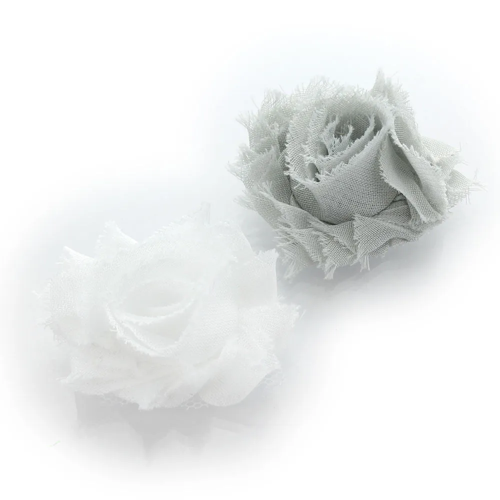 Shabby Rose Baby Hair Flower Clip Pair