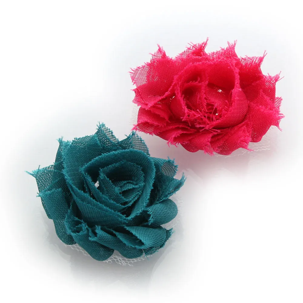 Shabby Rose Baby Hair Flower Clip Pair