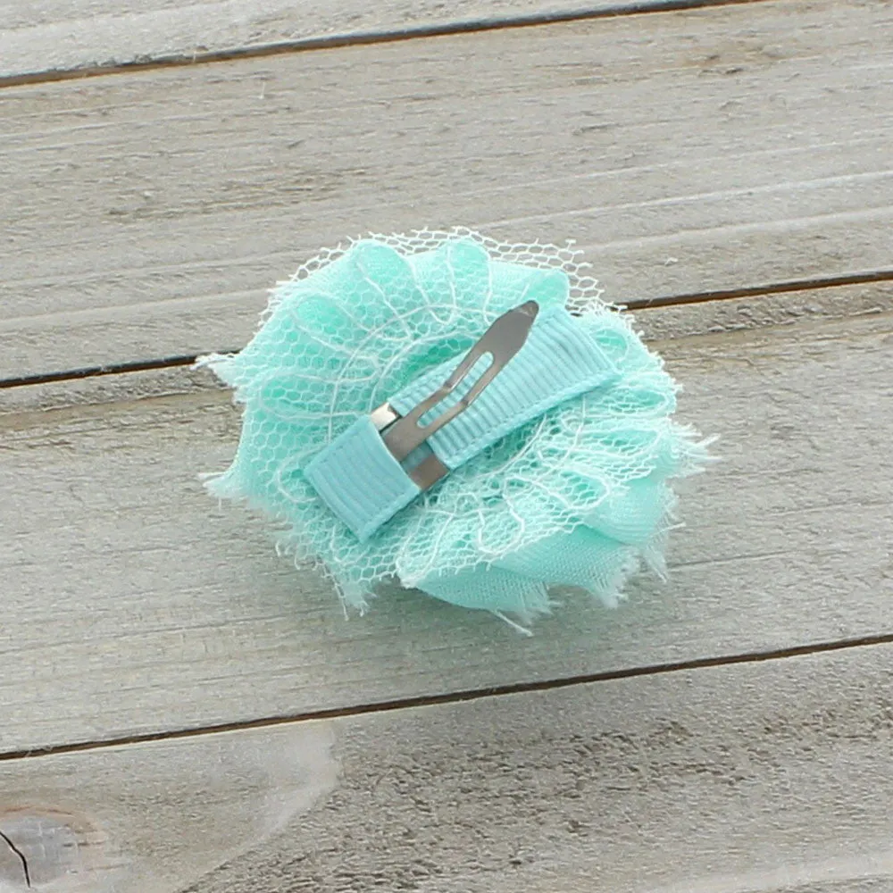 Shabby Rose Baby Hair Flower Clip Pair
