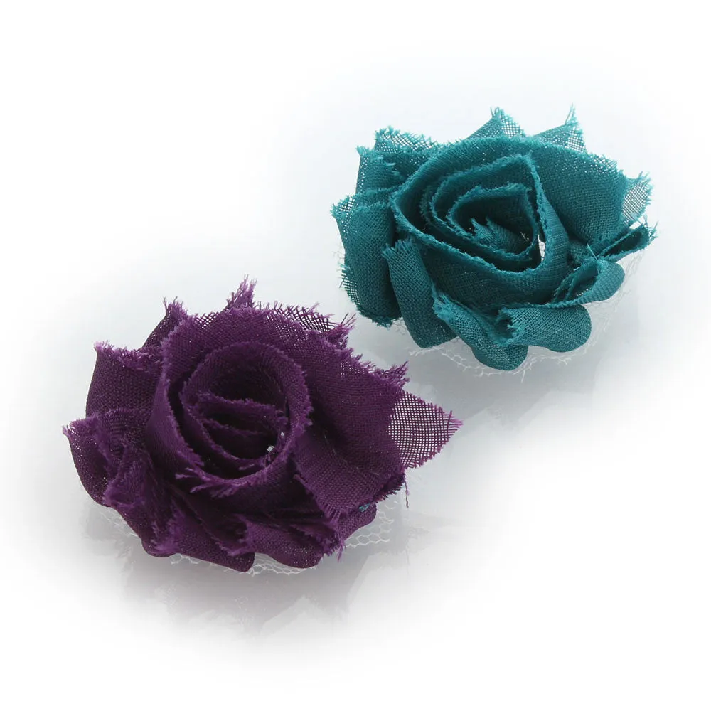 Shabby Rose Baby Hair Flower Clip Pair