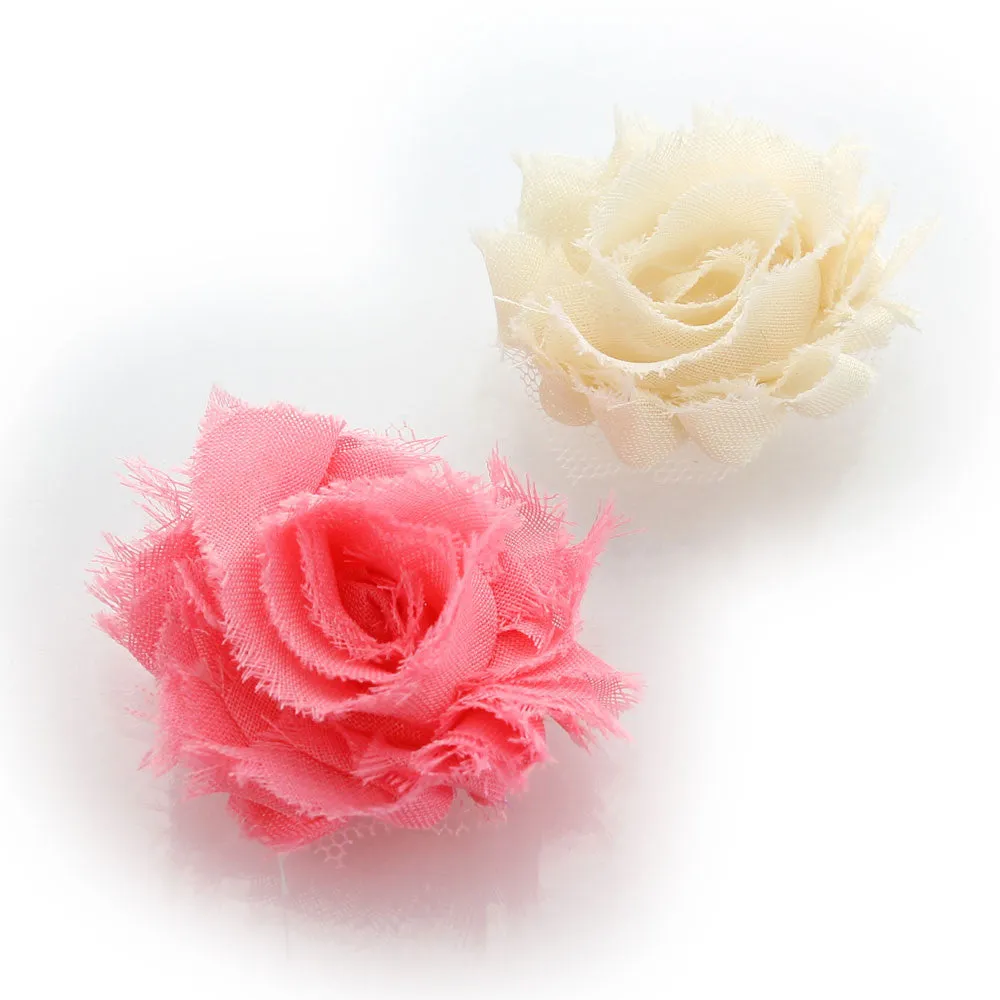 Shabby Rose Baby Hair Flower Clip Pair