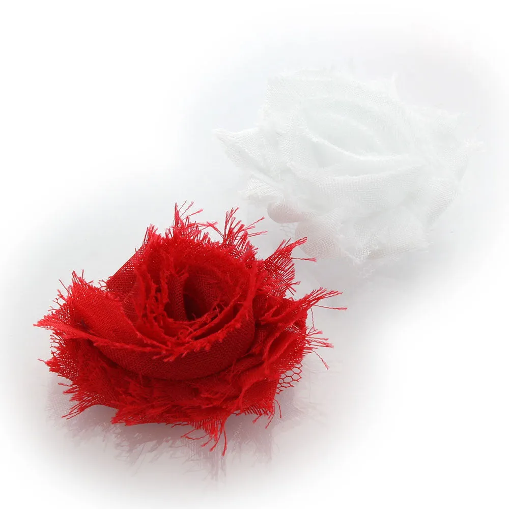 Shabby Rose Baby Hair Flower Clip Pair