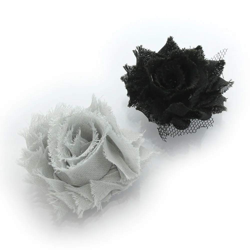 Shabby Rose Baby Hair Flower Clip Pair