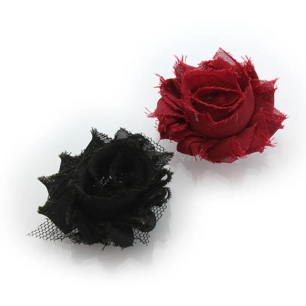 Shabby Rose Baby Hair Flower Clip Pair